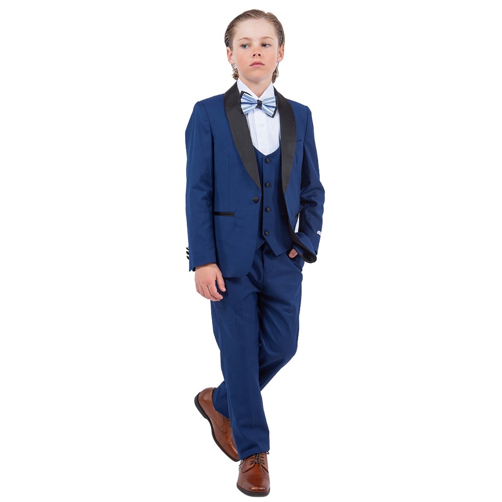 Solid Indigo Shawl Lapel 5 Piece Stacy Adams Boy's Suit